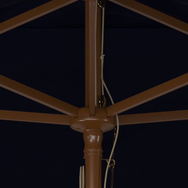 Safavieh AKLIN 6.5ft x 10ft Rectangular Wooden Pulley Market Umbrella for Stylish Outdoor Shade Solutions Navy PAT8309C