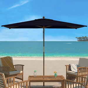 Safavieh AKLIN 6.5ft x 10ft Rectangular Wooden Pulley Market Umbrella for Stylish Outdoor Shade Solutions Navy PAT8309C