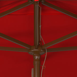 Safavieh AKLIN 6.5ft x 10ft Rectangular Wooden Pulley Market Umbrella for Stylish Outdoor Shade Solutions Red PAT8309D