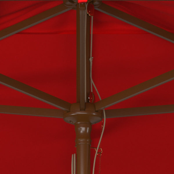 Safavieh AKLIN 6.5ft x 10ft Rectangular Wooden Pulley Market Umbrella for Stylish Outdoor Shade Solutions Red PAT8309D