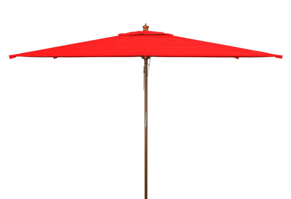 Safavieh AKLIN 6.5ft x 10ft Rectangular Wooden Pulley Market Umbrella for Stylish Outdoor Shade Solutions Red PAT8309D
