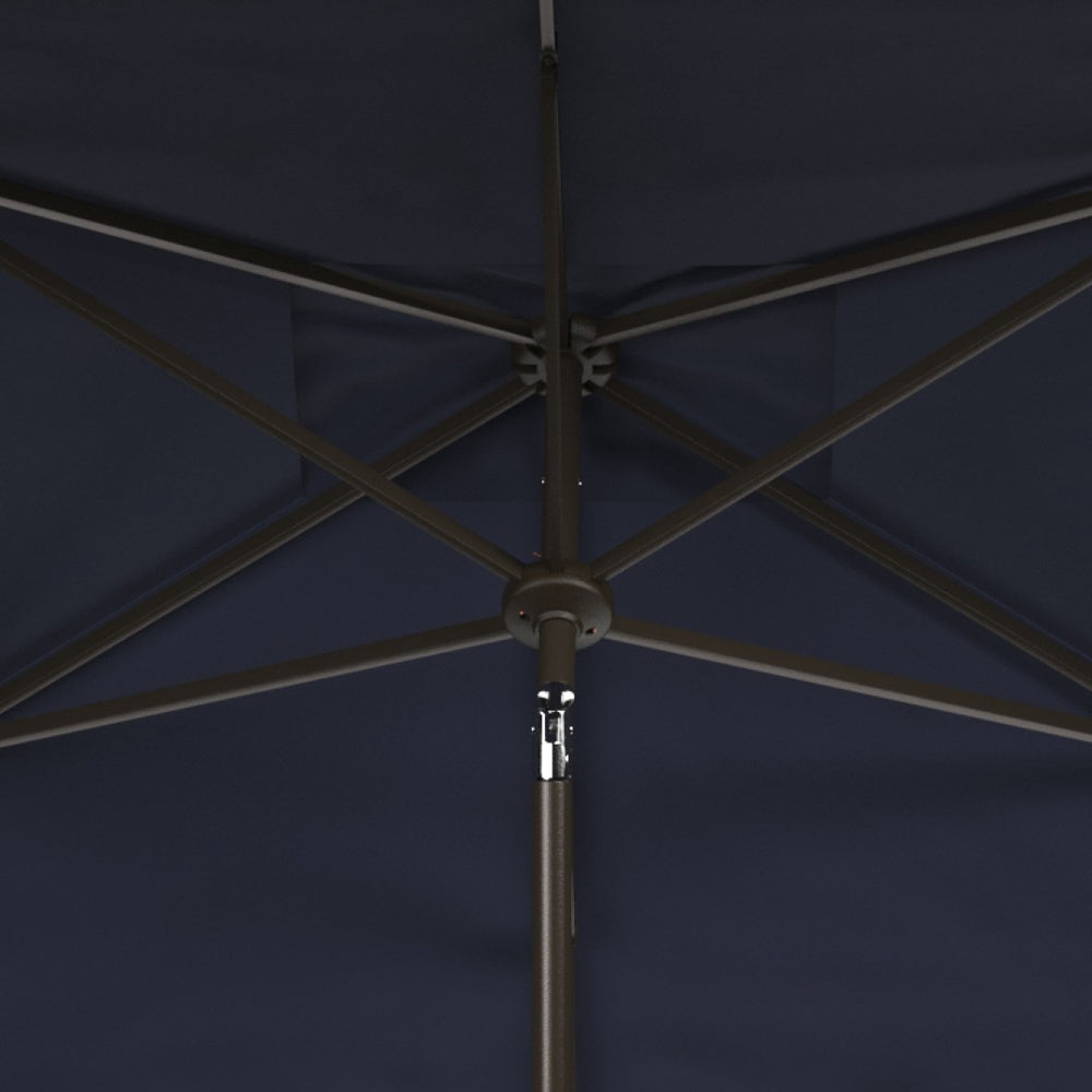 Safavieh VENICE 6.5x10FT Rectangular Crank Umbrella for Elegant Outdoor Shade & Stylish Sun Protection Navy / White PAT8310A