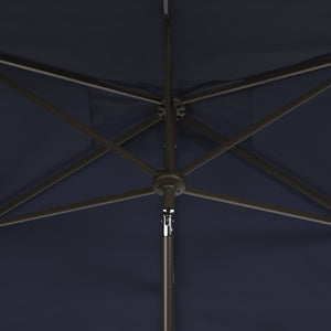 Safavieh VENICE 6.5x10FT Rectangular Crank Umbrella for Elegant Outdoor Shade & Stylish Sun Protection Navy / White PAT8310A