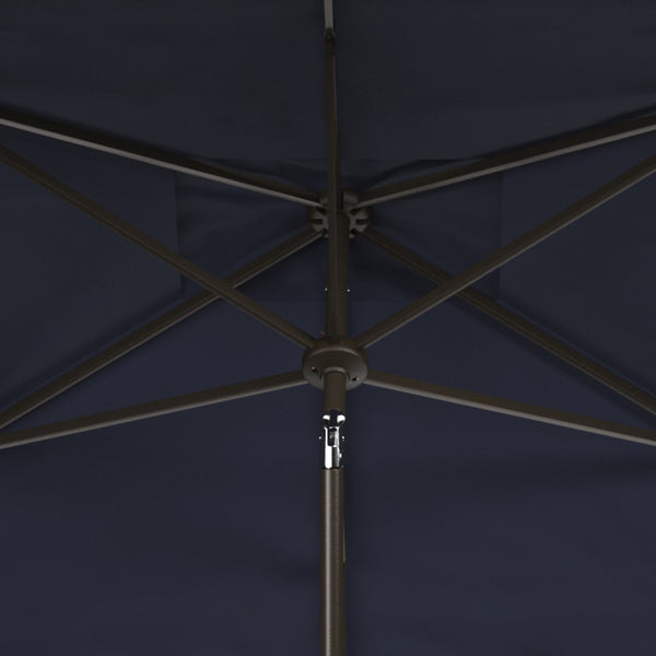 Safavieh VENICE 6.5x10FT Rectangular Crank Umbrella for Elegant Outdoor Shade & Stylish Sun Protection Navy / White PAT8310A