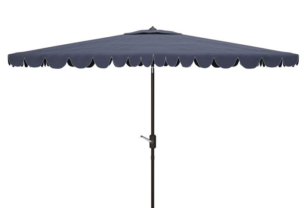 Safavieh VENICE 6.5x10FT Rectangular Crank Umbrella for Elegant Outdoor Shade & Stylish Sun Protection Navy / White PAT8310A