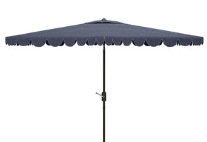Safavieh VENICE 6.5x10FT Rectangular Crank Umbrella for Elegant Outdoor Shade & Stylish Sun Protection Navy / White PAT8310A