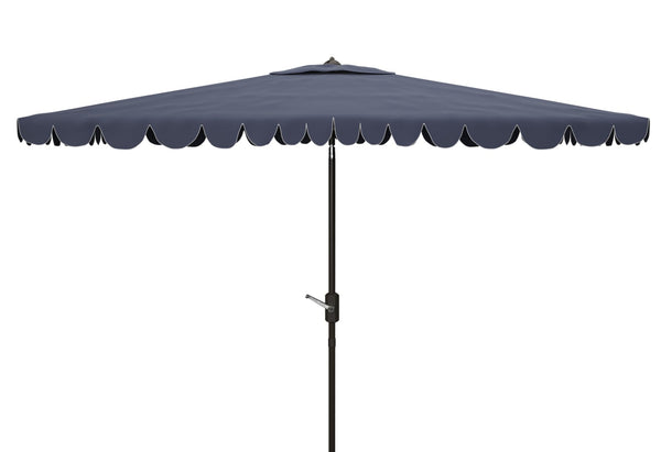 Safavieh VENICE 6.5x10FT Rectangular Crank Umbrella for Elegant Outdoor Shade & Stylish Sun Protection Navy / White PAT8310A