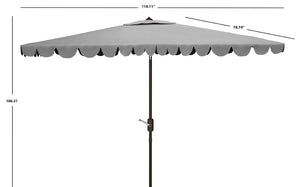 Safavieh VENICE 6.5x10FT Rectangular Crank Umbrella for Elegant Outdoor Shade & Stylish Sun Protection Grey PAT8310B