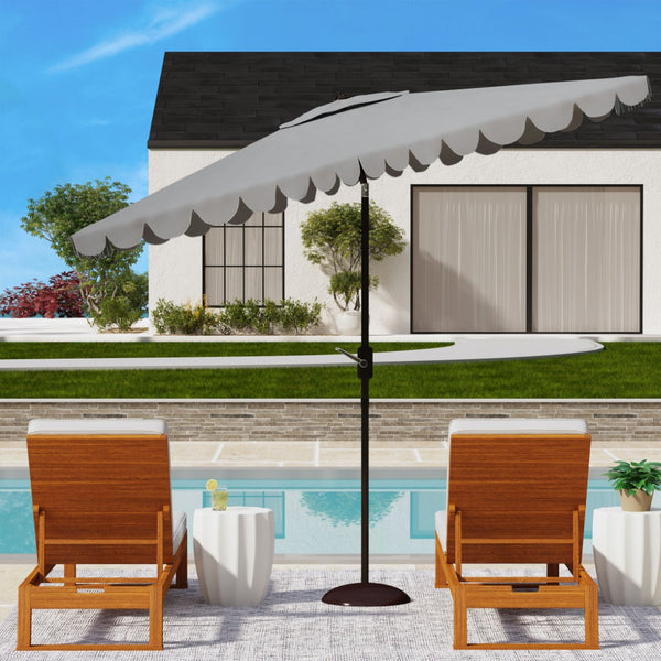 Safavieh VENICE 6.5x10FT Rectangular Crank Umbrella for Elegant Outdoor Shade & Stylish Sun Protection Grey PAT8310B