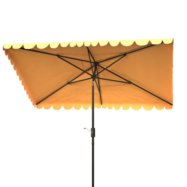 Safavieh VENICE 6.5x10FT Rectangular Crank Umbrella for Elegant Outdoor Shade & Stylish Sun Protection Yellow PAT8310D