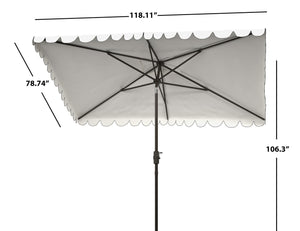 Safavieh VENICE 6.5x10FT Rectangular Crank Umbrella for Elegant Outdoor Shade & Stylish Sun Protection Ivory / Black PAT8310E