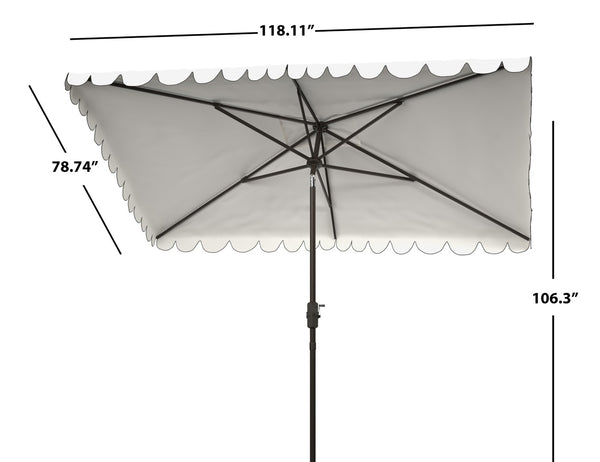 Safavieh VENICE 6.5x10FT Rectangular Crank Umbrella for Elegant Outdoor Shade & Stylish Sun Protection Ivory / Black PAT8310E