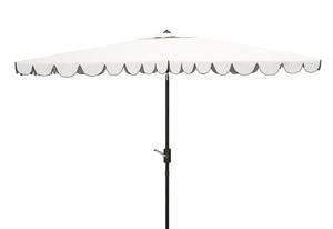 Safavieh VENICE 6.5x10FT Rectangular Crank Umbrella for Elegant Outdoor Shade & Stylish Sun Protection Ivory / Black PAT8310E
