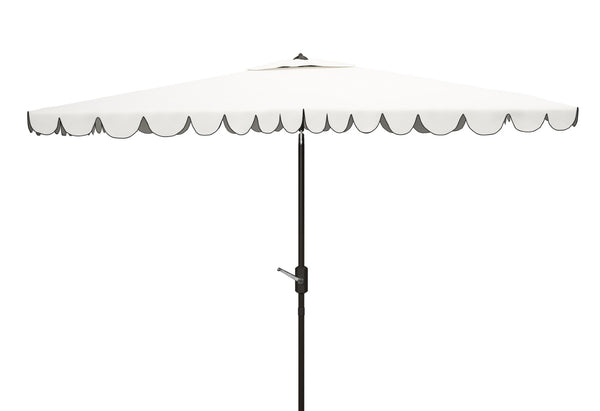 Safavieh VENICE 6.5x10FT Rectangular Crank Umbrella for Elegant Outdoor Shade & Stylish Sun Protection Ivory / Black PAT8310E