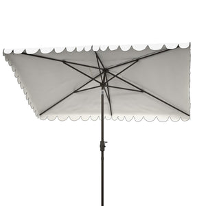 Safavieh VENICE 6.5x10FT Rectangular Crank Umbrella for Elegant Outdoor Shade & Stylish Sun Protection Ivory / Black PAT8310E