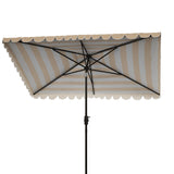 Safavieh Vienna 6.5 X 10 Ft Rect Crank Umbrella Beige Stripe Aluminum PAT8311A