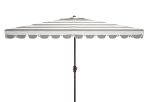 Safavieh VIENNA 6.5ft x 10ft Auto Tilt Rectangular Umbrella – Elegant Coastal Design for Outdoor Spaces Grey / White PAT8311B