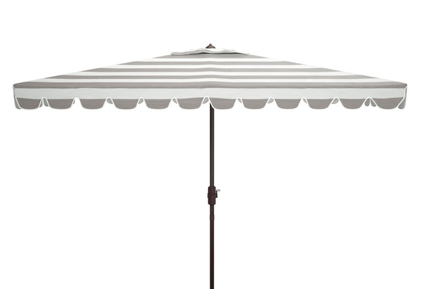 Safavieh VIENNA 6.5ft x 10ft Auto Tilt Rectangular Umbrella – Elegant Coastal Design for Outdoor Spaces Grey / White PAT8311B
