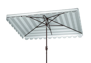 Safavieh VIENNA 6.5ft x 10ft Auto Tilt Rectangular Umbrella – Elegant Coastal Design for Outdoor Spaces Grey / White PAT8311B