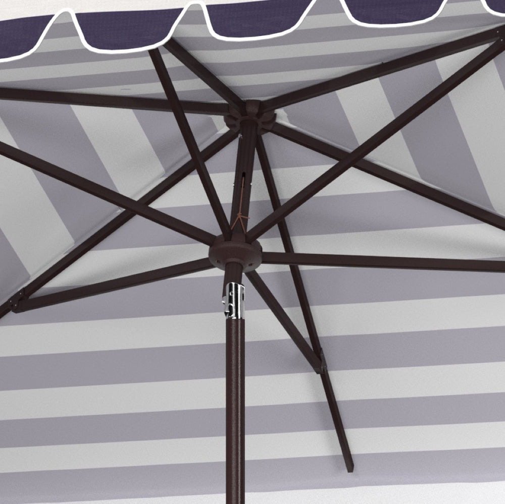 Safavieh VIENNA 6.5ft x 10ft Auto Tilt Rectangular Umbrella – Elegant Coastal Design for Outdoor Spaces Black / White PAT8311D