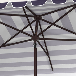 Safavieh VIENNA 6.5ft x 10ft Auto Tilt Rectangular Umbrella – Elegant Coastal Design for Outdoor Spaces Black / White PAT8311D