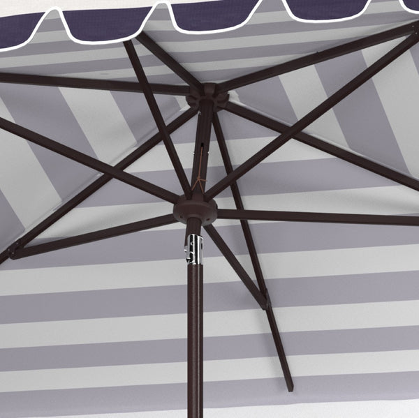 Safavieh VIENNA 6.5ft x 10ft Auto Tilt Rectangular Umbrella – Elegant Coastal Design for Outdoor Spaces Black / White PAT8311D