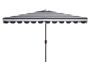 Safavieh VIENNA 6.5ft x 10ft Auto Tilt Rectangular Umbrella – Elegant Coastal Design for Outdoor Spaces Black / White PAT8311D