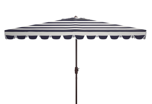 Safavieh VIENNA 6.5ft x 10ft Auto Tilt Rectangular Umbrella – Elegant Coastal Design for Outdoor Spaces Black / White PAT8311D