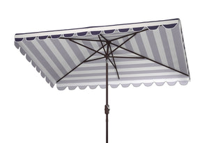Safavieh VIENNA 6.5ft x 10ft Auto Tilt Rectangular Umbrella – Elegant Coastal Design for Outdoor Spaces Black / White PAT8311D