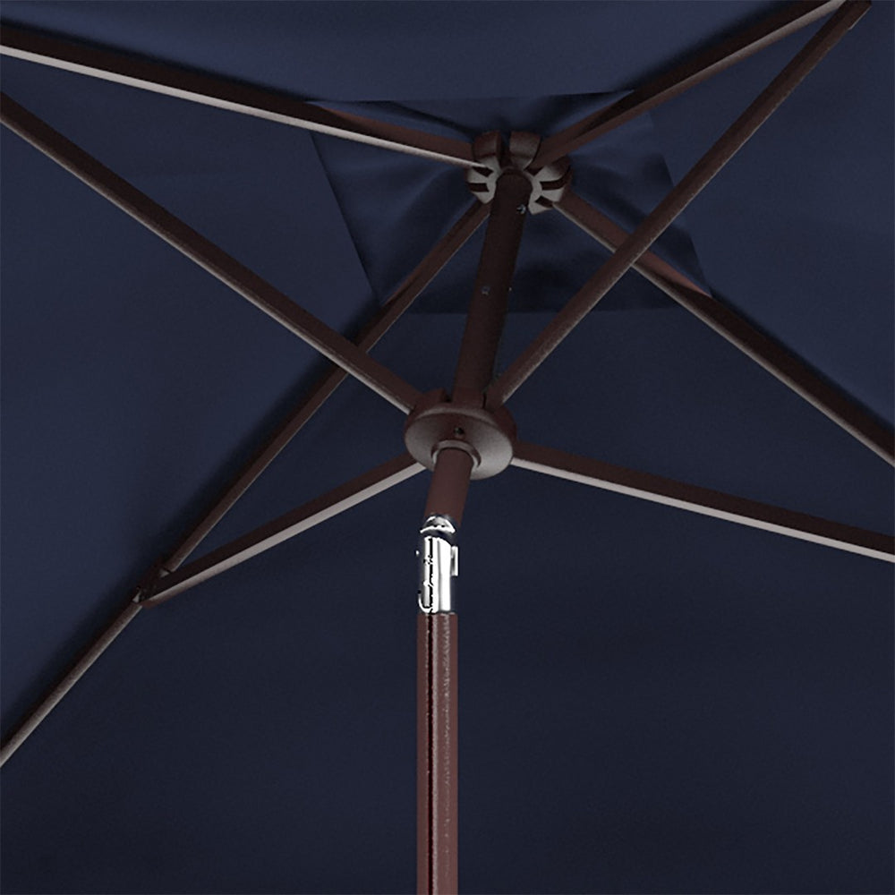 Safavieh ZIMMERMAN 7.5 FT Square Market Umbrella with Stylish Valance for Elegant Outdoor Sun Protection Navy / White PAT8400A