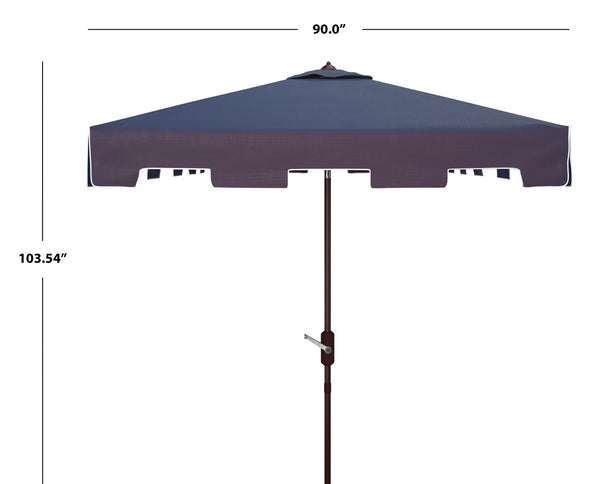 Safavieh ZIMMERMAN 7.5 FT Square Market Umbrella with Stylish Valance for Elegant Outdoor Sun Protection Navy / White PAT8400A