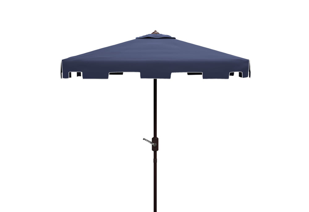 Safavieh ZIMMERMAN 7.5 FT Square Market Umbrella with Stylish Valance for Elegant Outdoor Sun Protection Navy / White PAT8400A