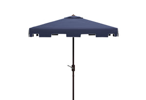 Safavieh ZIMMERMAN 7.5 FT Square Market Umbrella with Stylish Valance for Elegant Outdoor Sun Protection Navy / White PAT8400A