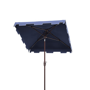 Safavieh ZIMMERMAN 7.5 FT Square Market Umbrella with Stylish Valance for Elegant Outdoor Sun Protection Navy / White PAT8400A