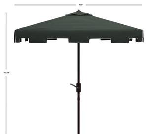 Safavieh ZIMMERMAN 7.5 FT Square Market Umbrella with Stylish Valance for Elegant Outdoor Sun Protection Dark Green PAT8400B