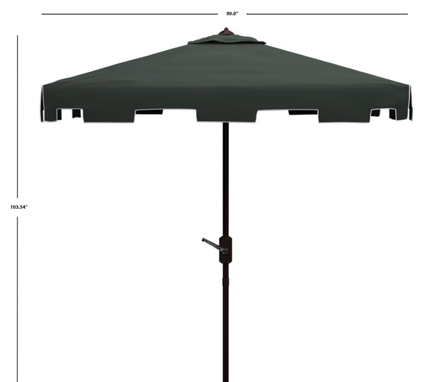 Safavieh ZIMMERMAN 7.5 FT Square Market Umbrella with Stylish Valance for Elegant Outdoor Sun Protection Dark Green PAT8400B