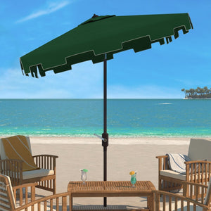 Safavieh ZIMMERMAN 7.5 FT Square Market Umbrella with Stylish Valance for Elegant Outdoor Sun Protection Dark Green PAT8400B