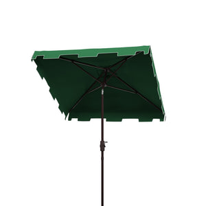 Safavieh ZIMMERMAN 7.5 FT Square Market Umbrella with Stylish Valance for Elegant Outdoor Sun Protection Dark Green PAT8400B