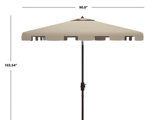 Safavieh ZIMMERMAN 7.5 FT Square Market Umbrella with Stylish Valance for Elegant Outdoor Sun Protection Beige / White PAT8400C