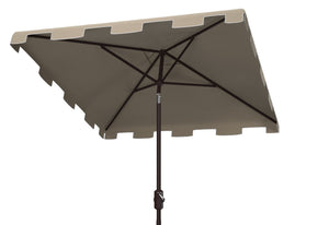 Safavieh ZIMMERMAN 7.5 FT Square Market Umbrella with Stylish Valance for Elegant Outdoor Sun Protection Beige / White PAT8400C