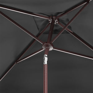 Safavieh ZIMMERMAN 7.5 FT Square Market Umbrella with Stylish Valance for Elegant Outdoor Sun Protection Grey / White PAT8400E