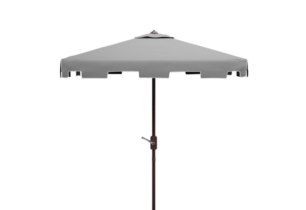 Safavieh ZIMMERMAN 7.5 FT Square Market Umbrella with Stylish Valance for Elegant Outdoor Sun Protection Grey / White PAT8400E