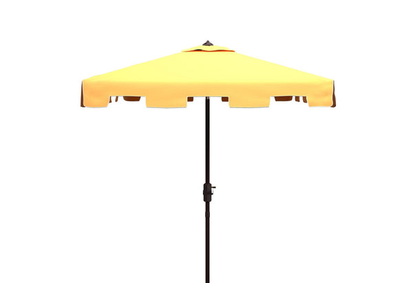 Safavieh Zimmerman 7.5 Ft Square Market Umbrella Yellow/White Trim Aluminum PAT8400F