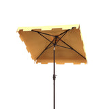 Safavieh Zimmerman 7.5 Ft Square Market Umbrella Yellow/White Trim Aluminum PAT8400F