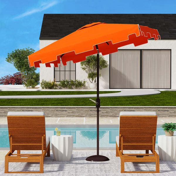 Safavieh Zimmerman 7.5 Ft Square Market Umbrella Orange/White Trim Aluminum PAT8400G