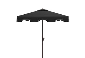 Safavieh Zimmerman 7.5 Ft Square Market Umbrella Black/White Trim Aluminum PAT8400H