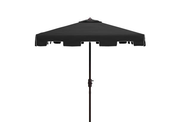 Safavieh Zimmerman 7.5 Ft Square Market Umbrella Black/White Trim Aluminum PAT8400H