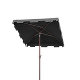 Safavieh Zimmerman 7.5 Ft Square Market Umbrella Black/White Trim Aluminum PAT8400H