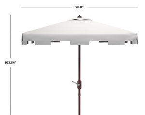 Safavieh ZIMMERMAN 7.5 FT Square Market Umbrella with Stylish Valance for Elegant Outdoor Sun Protection White PAT8400K