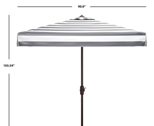 Safavieh ELSA Elegant 7.5 Ft Square Patio Umbrella for Stylish Outdoor Living with Durable Weather Resistance Black / White PAT8403A
